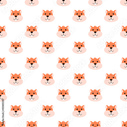 Seamless pattern with hamsters is on a white background. Illustration for a cover, a poster or a textile design. Save with the Clipping Mask.