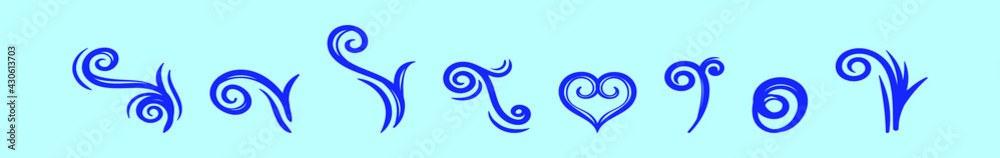 set of koru cartoon icon design template with various models. vector illustration isolated on blue background set of koru cartoon icon design template with various models. vector illustration isolated on blue background