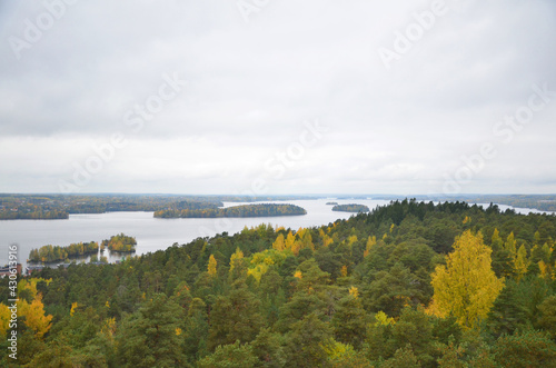 View from Pyynikki observation tower, a beautiful autumn scenery of tampere. Finland.