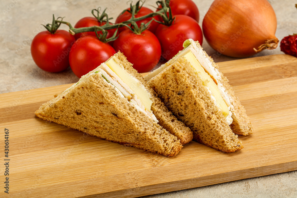 Club sandwich with chicken and cheese Club sandwich with chicken and cheese
