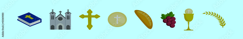 set of eucharist cartoon icon design template with various models. vector illustration isolated on blue background