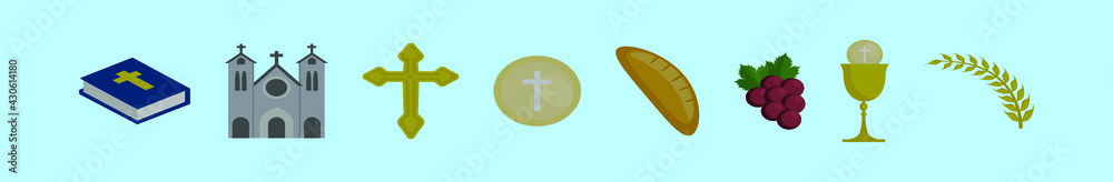 set of eucharist cartoon icon design template with various models. vector illustration isolated on blue background set of eucharist cartoon icon design template with various models. vector illustration isolated on blue background