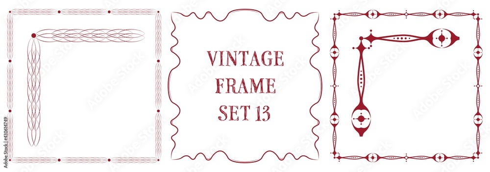Vintage frame set 13 vector illustration. Rectangle shaped retro style ...