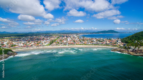 Aerial drone photo of São Francisco do Sul Beaches in Santa catarina - Brazil