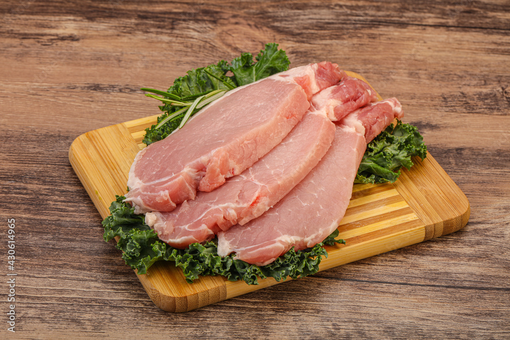 Raw pork steak for cooking