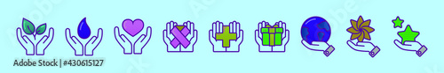 set of healing hands cartoon icon design template with various models. vector illustration isolated on blue background