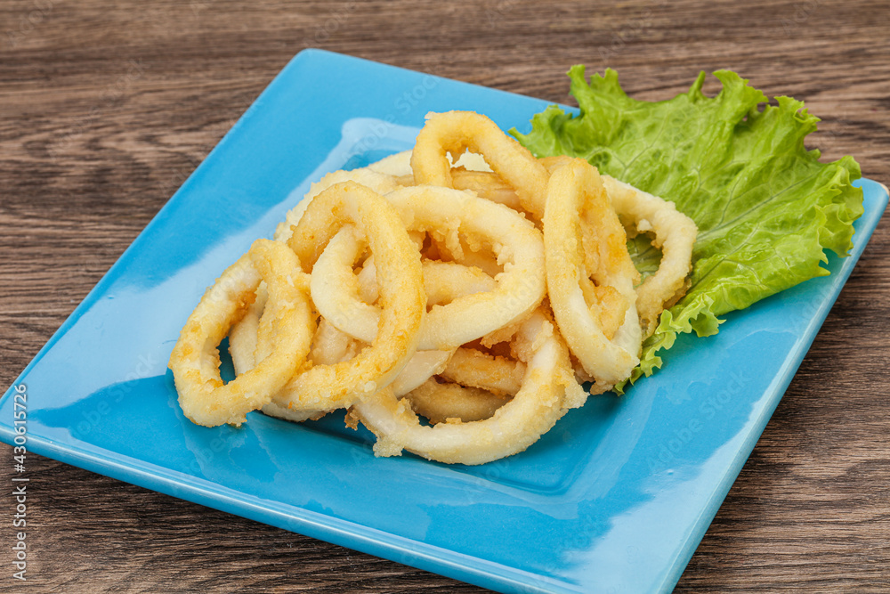 Roasted squid rings with salad Roasted squid rings with salad