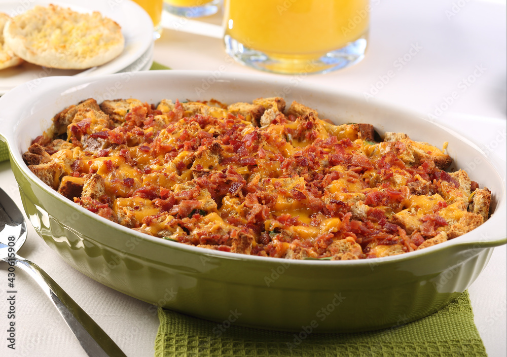Bacon and cheese Casserole images for the food industry. Bacon and cheese Casserole images for the food industry.