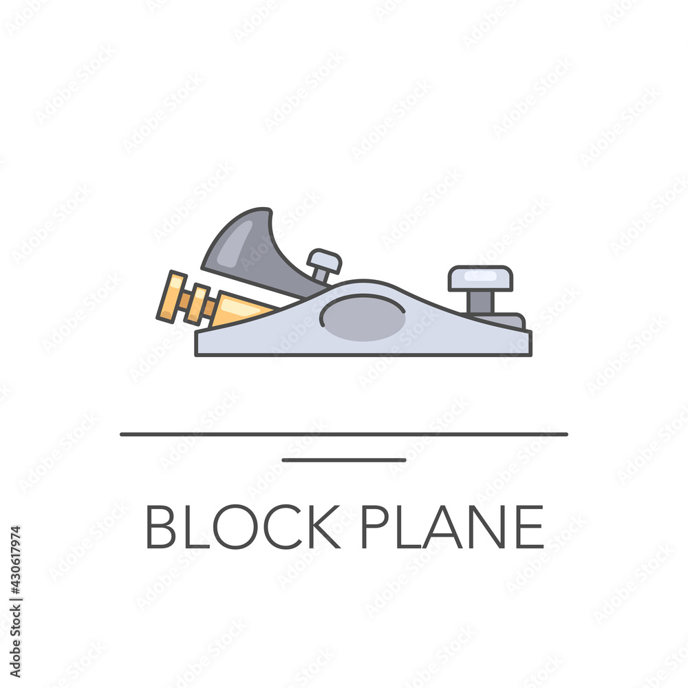 Fototapeta premium Block plane outline colorful icon. Vector illustration