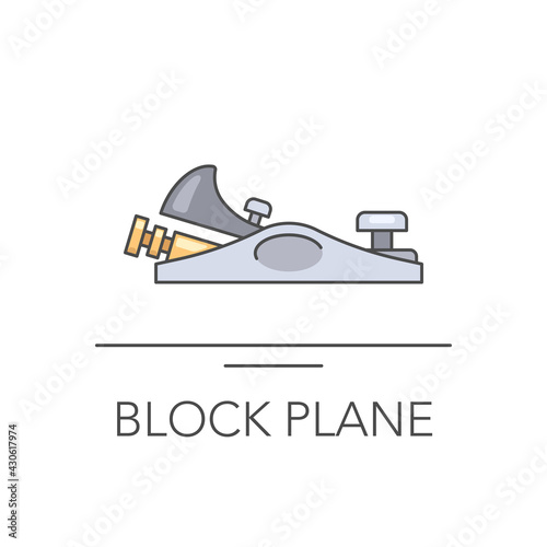 Block plane outline colorful icon. Vector illustration