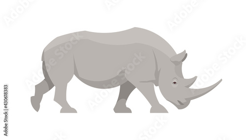 Flat rhinoceros. Vector illustration