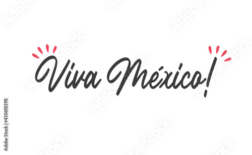 Viva Mexico  traditional mexican phrase  lettering vector illustration. Hand drawn style handwritten text.