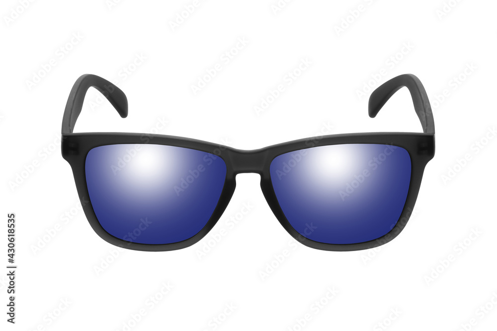 Fototapeta premium Sunglasses with blue lenses isolated on white background