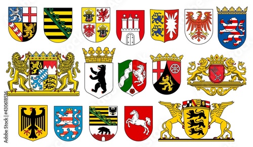 Tablou canvas Coat of arms of German states heraldic icons of vector German heraldry
