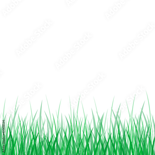 The grass is at the bottom of the picture. Green pattern on soft white background.