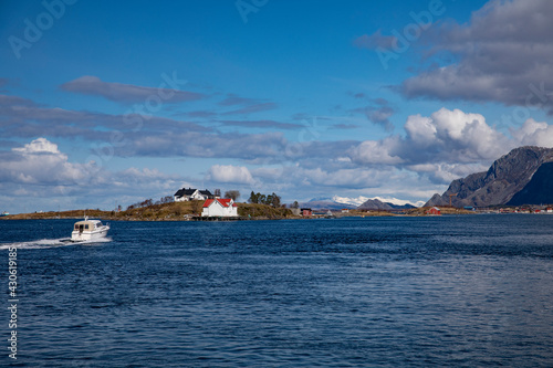 City walk and spring in the air, with white clouds - Here Brønnøysund harbor and Buholmen island,Helgeland,Nordland county,Norway,scandinavia,Europe © Gunnar E Nilsen