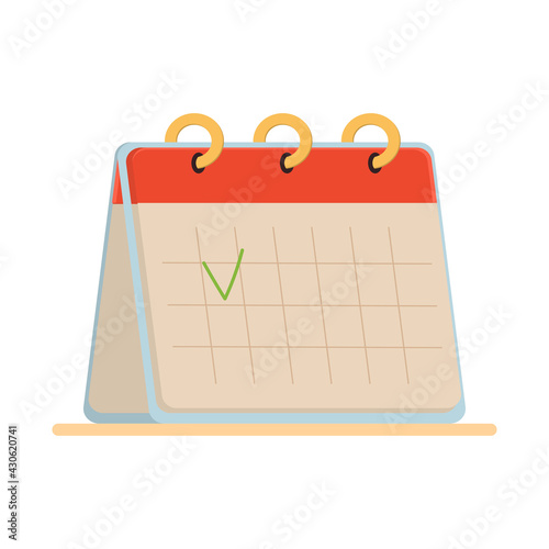 Desk calendar isolated in white background. Flat vector illustration isolated on white background.