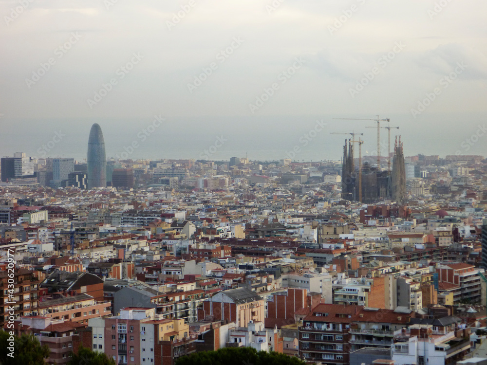 view of the city - aerial view of the city of Barcelona Spain