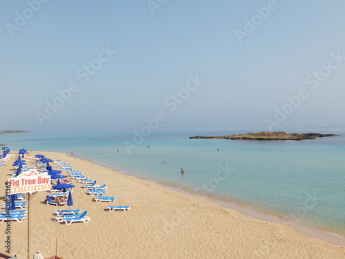 fig tree beach, cyprus. april 2021. calm sea at fig tree beach Paralimni, Cyprus April 2021