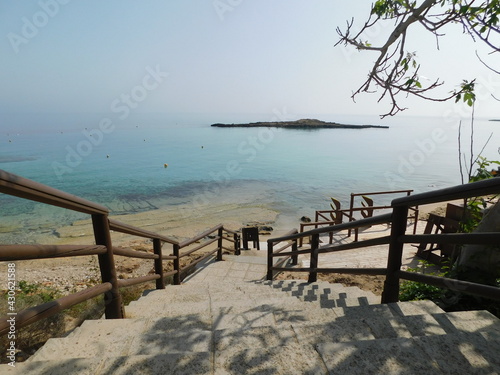 fig tree beach  cyprus. april 2021. calm sea at fig tree beach Paralimni  Cyprus April 2021