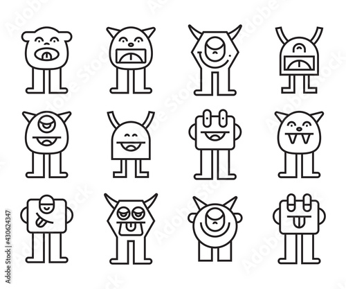 funny and cute monster character vector set