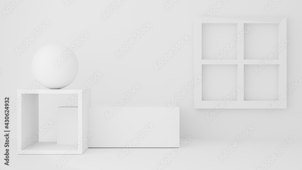 Abstract background for product display presentation, white window and frame photo minimal on a white wall, 3d rendering. Abstract background for product display presentation, white window and frame photo minimal on a white wall, 3d rendering.