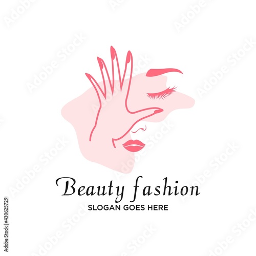 hand and face beauty logo design vector