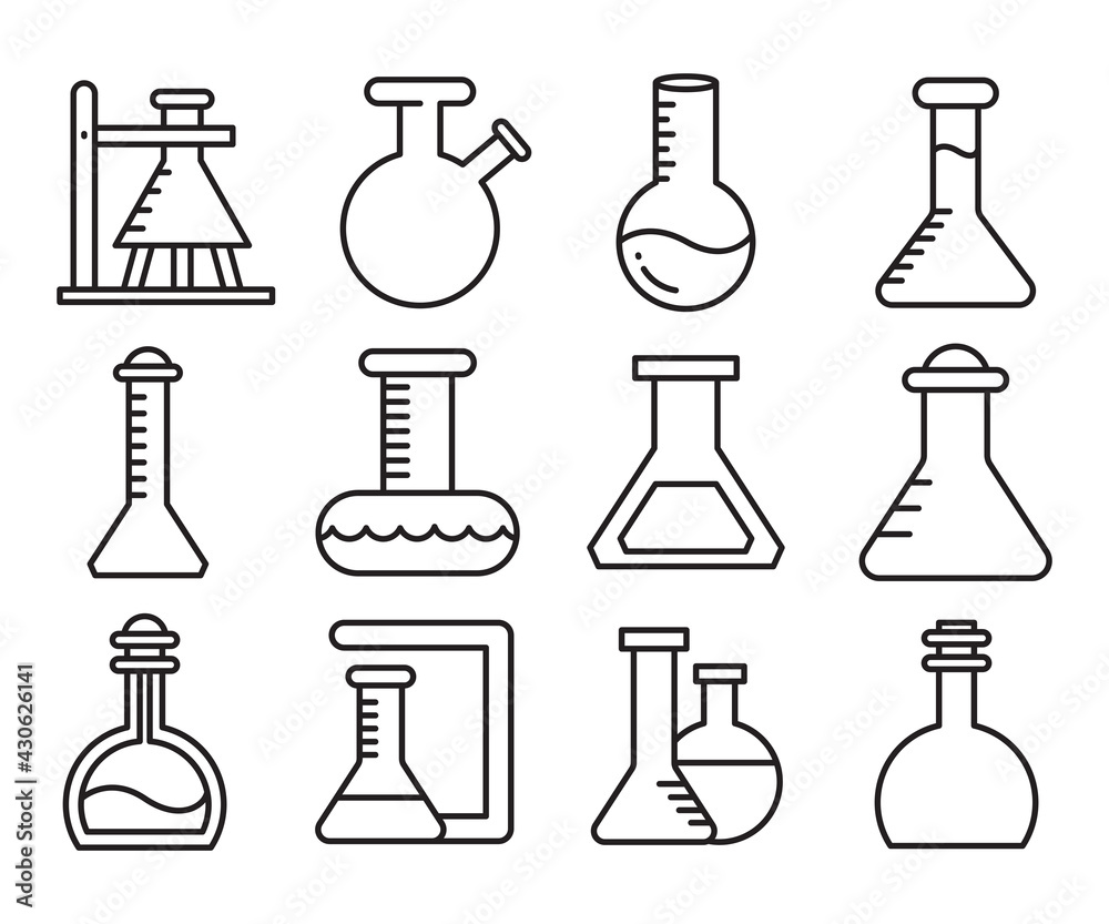 laboratory flask and tube icons set vector laboratory flask and tube icons set vector