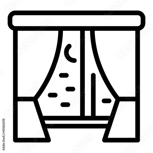 Night window icon. Outline Night window vector icon for web design isolated on white background