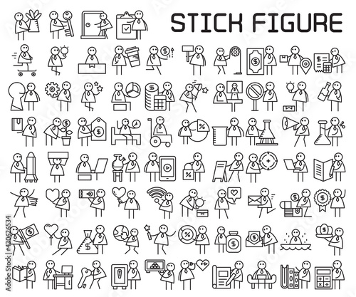 business people in different activities and character poses icon