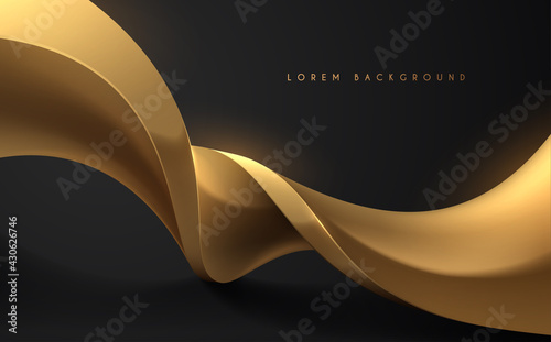 Abstract black and gold geometric wave background