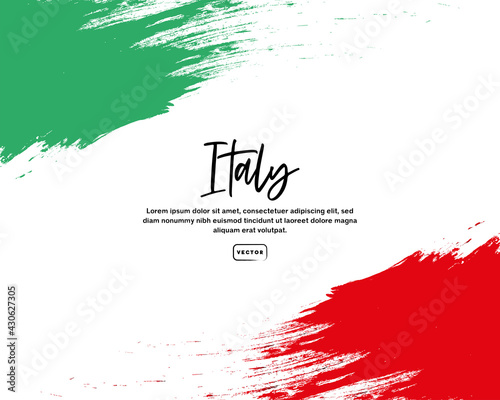 Italian flag with brush stroke effect and text