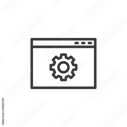 Web browser page with settings symbol