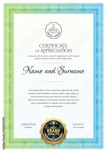 Certificate template. Diploma of modern design or gift certificate.