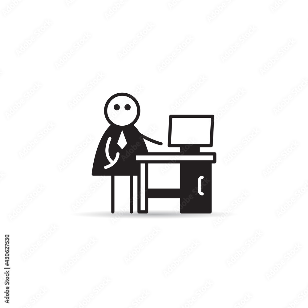 businessman working on desktop computer icon