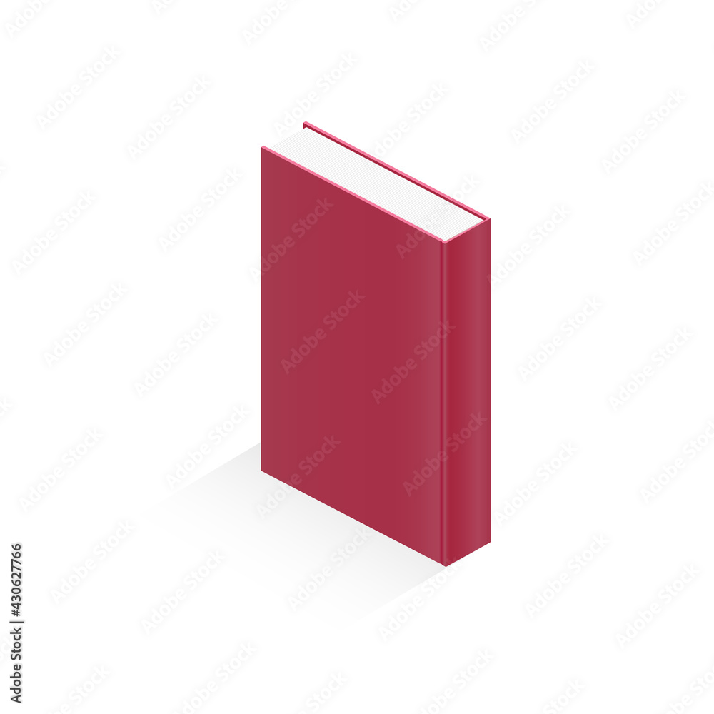 Mock up of blank book, notebook, notepad, magazine, booklet, brochure. Vector 3D illustration of a red book on a white background for your design. Hard cover; Mock up of blank book, notebook, notepad, magazine, booklet, brochure. Vector 3D illustration of a red book on a white background for your design. Hard cover;