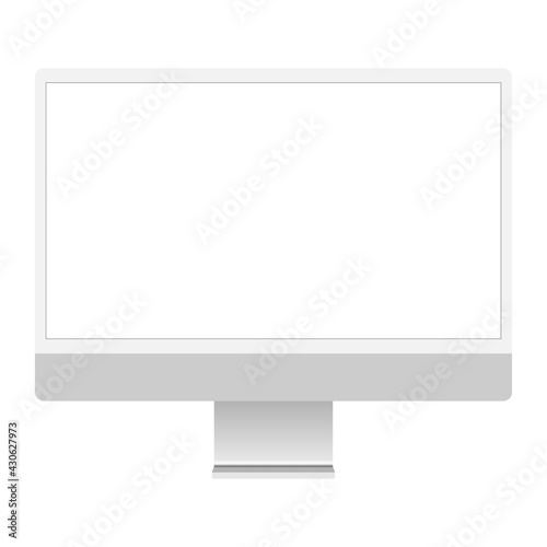 computer blank screen mockup, desktop pc mock up isolated vector template