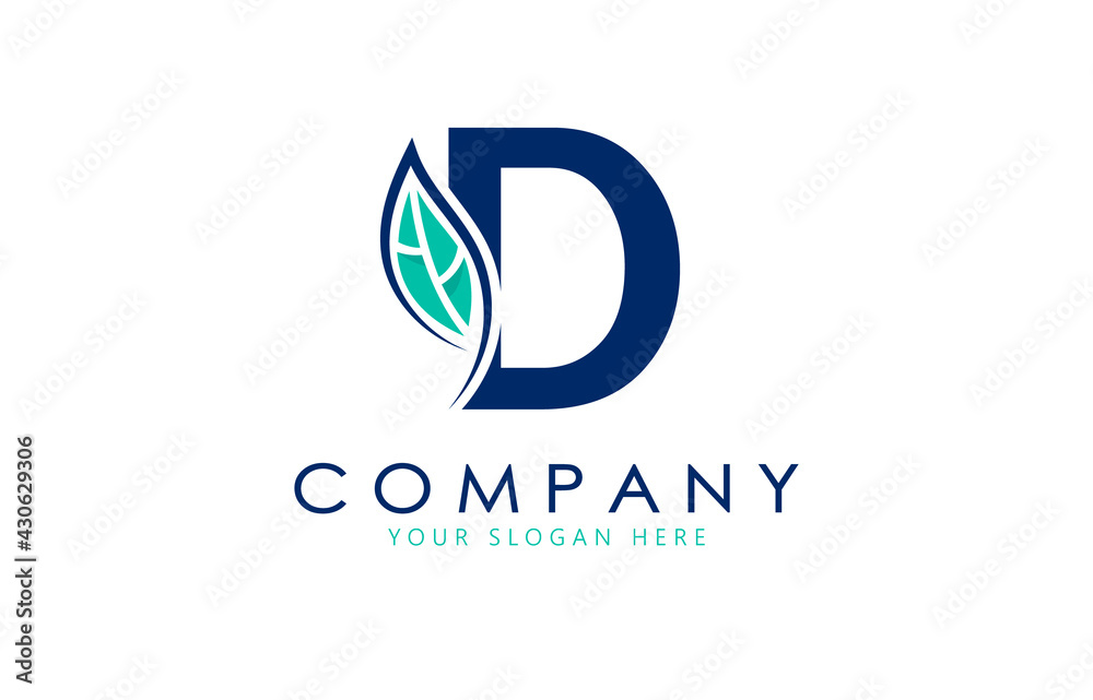 D Letter logo with leaf. Creative logo design. D Letter logo with leaf. Creative logo design.