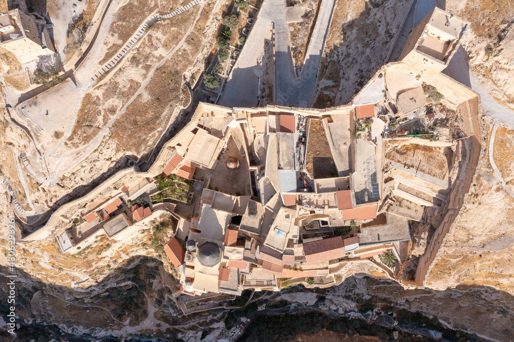 Holy Monastery of Saint Gerasimos of the Jordan, west of the river Jordan, Aerial view. Holy Monastery of Saint Gerasimos of the Jordan, west of the river Jordan, Aerial view.