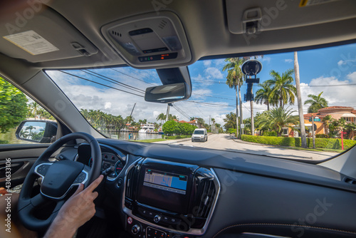 Driving in Southern Florida by a modern SUV