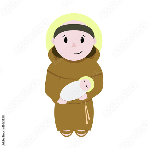 Santo Antônio de Pádua com menino Jesus - Ilustração Vetorial