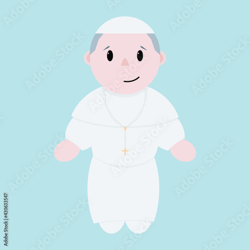 Papa católico com um rosário / terço - ilustração vetorial photo