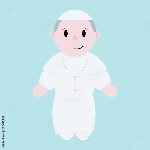 Papa católico com um rosário / terço - ilustração vetorial