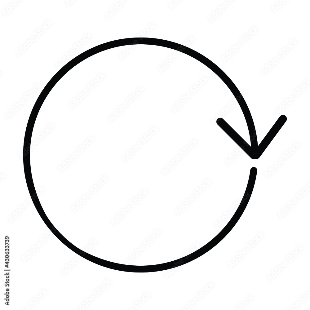 Simple thin line circular arrow on a white background. Royalty-free.