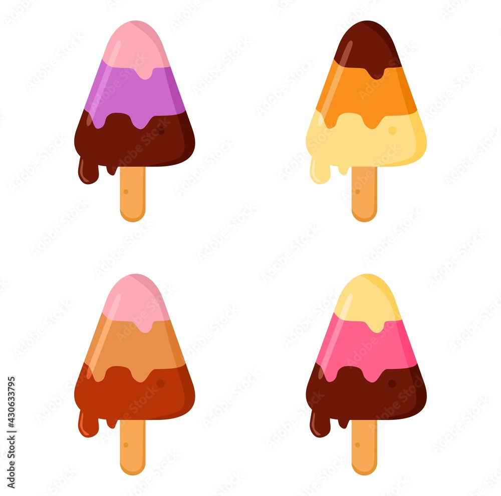 Vector illustration set of ice cream with various flavors, food and culinary themes, suitable for advertising of food products Vector illustration set of ice cream with various flavors, food and culinary themes, suitable for advertising of food products