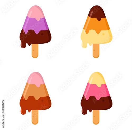 Vector illustration set of ice cream with various flavors, food and culinary themes, suitable for advertising of food products © TriArt31