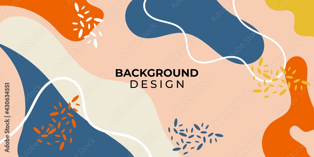 Creative hand drawn abstract background design. Minimal trendy style colorful geometric shapes. It is suitable for banner, poster, greeting card, social media post, etc.
