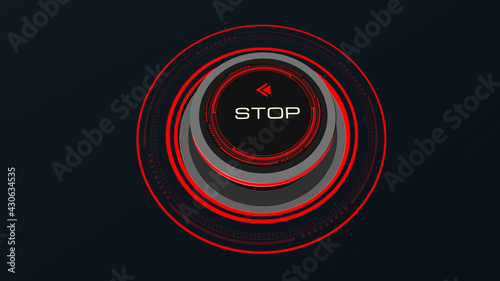 Start Stop Button Concept with finger touch button changing Start to Stop  and reverse