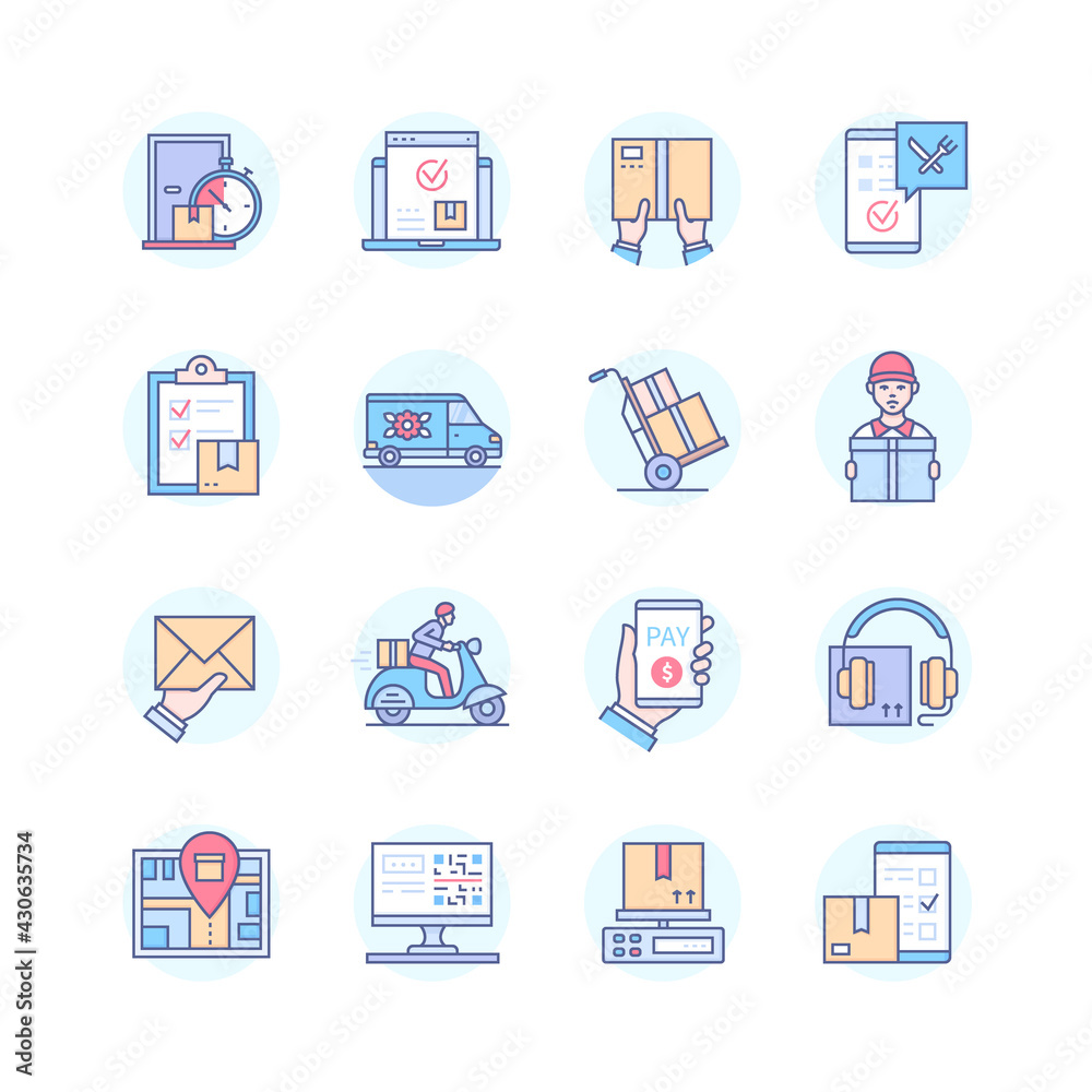Delivery services - line design style icons set Delivery services - line design style icons set