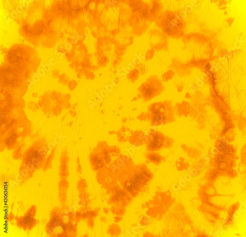 Abstract Dye. Hippie Circular Design. Orange Batik Shirt. Psychedelic Cool Texture. Tie Die Spiral Painting. Circle Grunge Dress. Artistic Pattern. Color Roll. Yellow Swirl Abstract Dye.